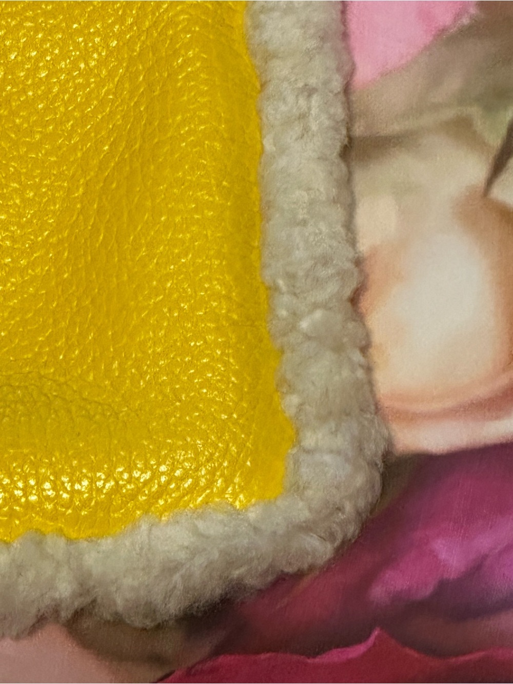 Coach Pebbled Leather Wristlet in Yellow and Shearling trim - Picture 4 of 10